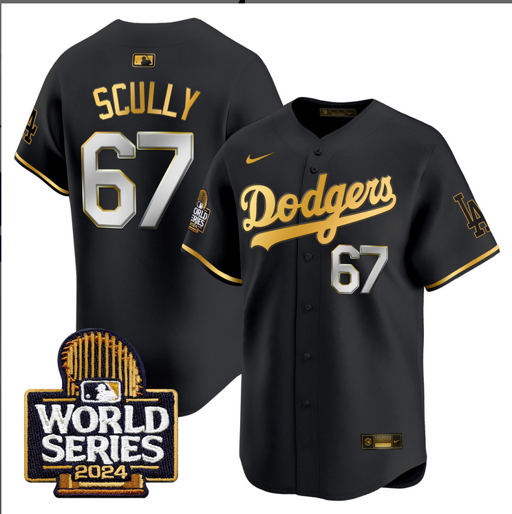 Men MLB Los Angeles Dodgers #67 Scully black 2024 World Series Champions Patch Limited Jersey20241105